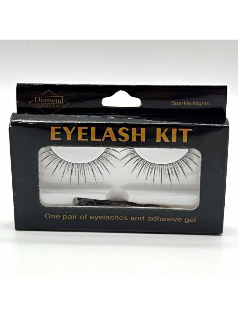 Diamond Cosmetics Sparkle Nights Eyelash Kit Natural Black Long Gel Adhesive New